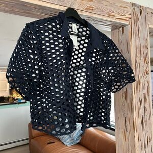 H&M Navy Blue Short Sleeve Shirt size large